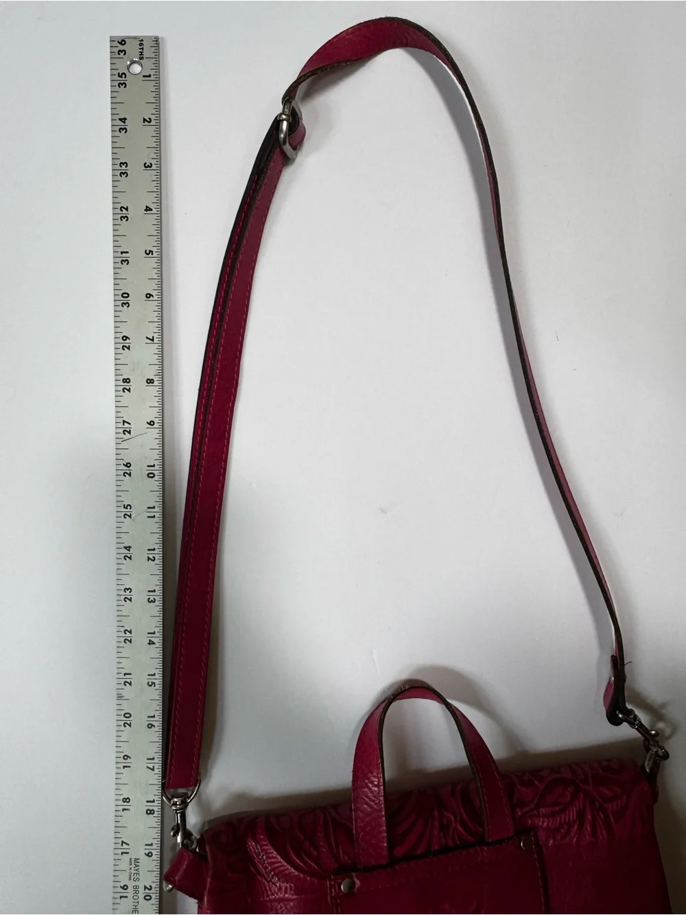 Patricia Nash Pink Black Luzille Tooled Emboss Leather Bag Convertible Backpack